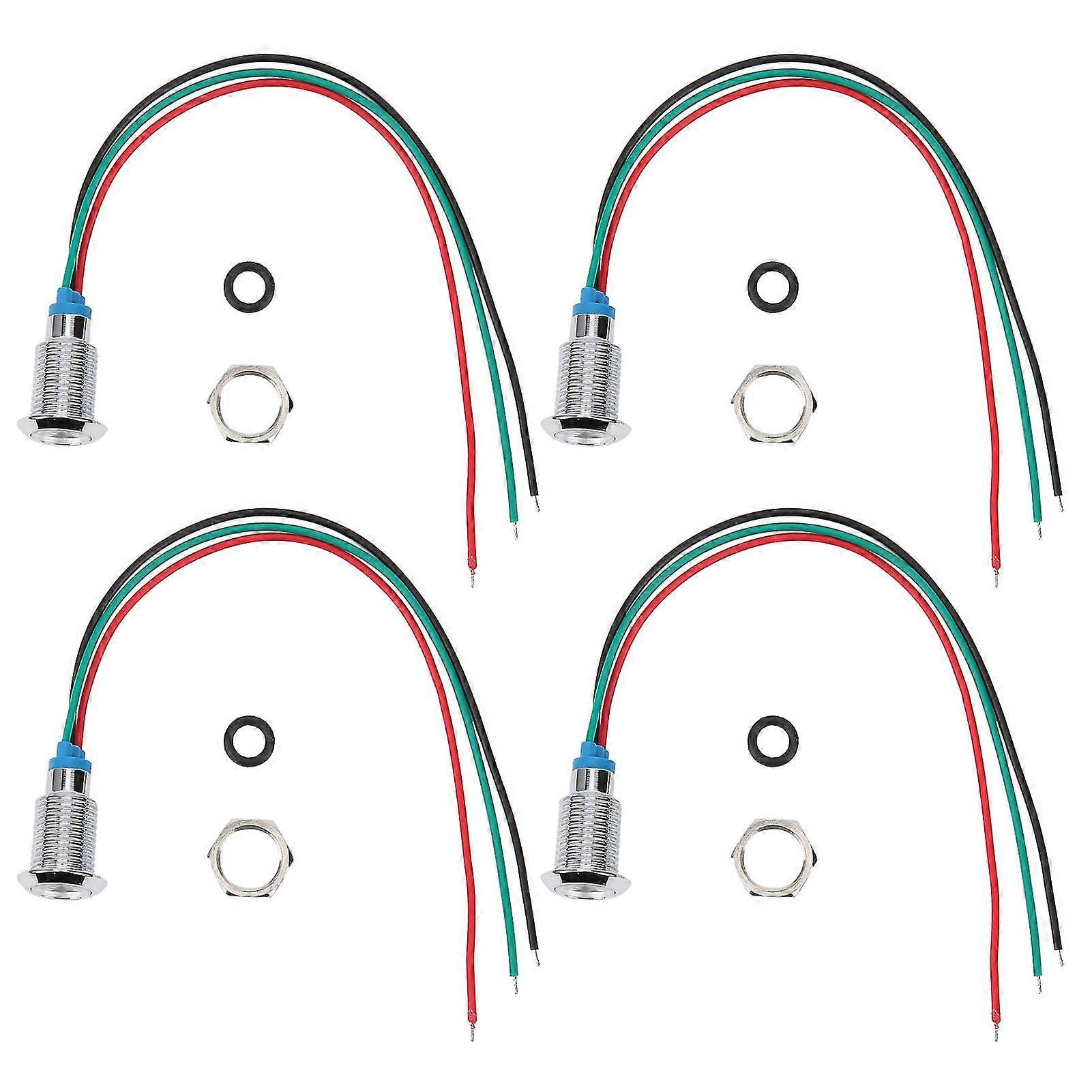 4 Sets PreWired Round LED Waterproof 2Color Indicator Light 10mm Red Green 14x34x25 Router Bit T-Shank Slotting Trim woodworking Tool