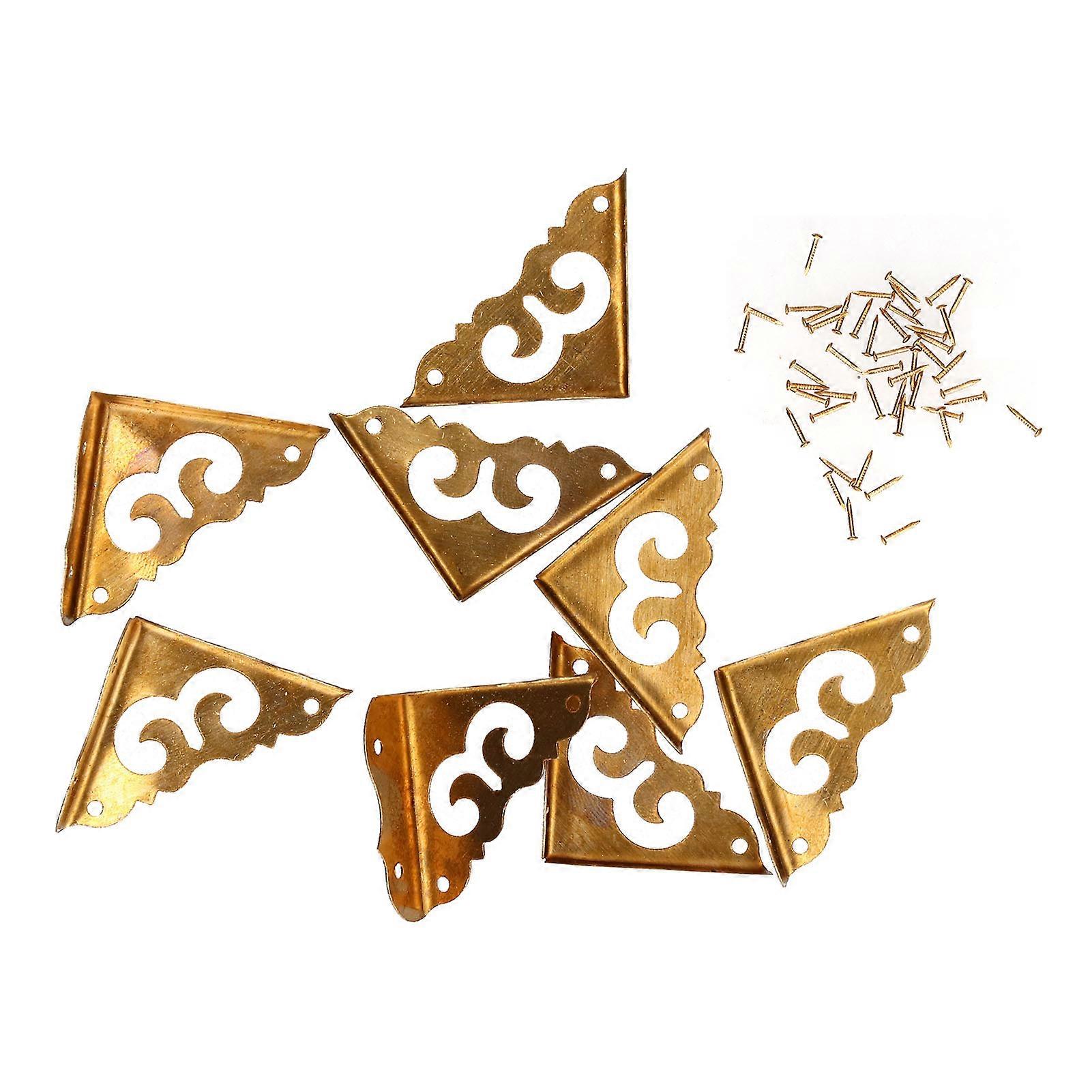 8セットボックスコーナープロテクターアンティークショートサイド真鍮コーナーガードボックスキャビネット家具用