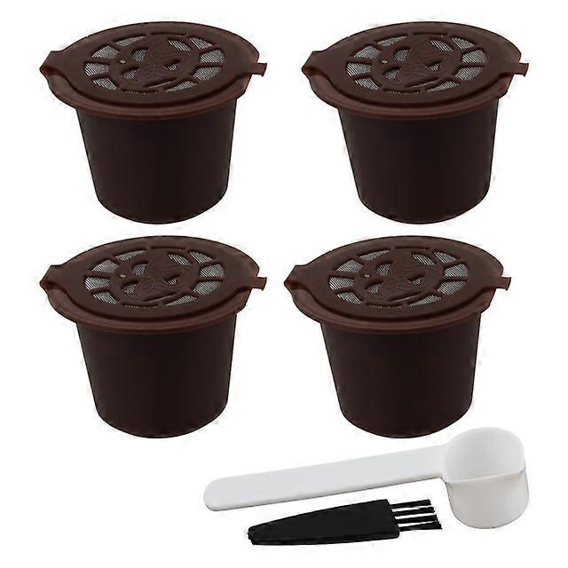 With Spoon Brush Coffeeware 4PCS Reusable Coffee Capsules Cup Coffee Filter For Nespresso