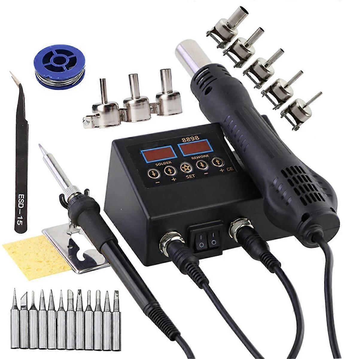 8898 Soldering Station Portable Digital Hot Air BGA Rework Solder Station for Cell-Phone PCB IC Welding Tools US Plug