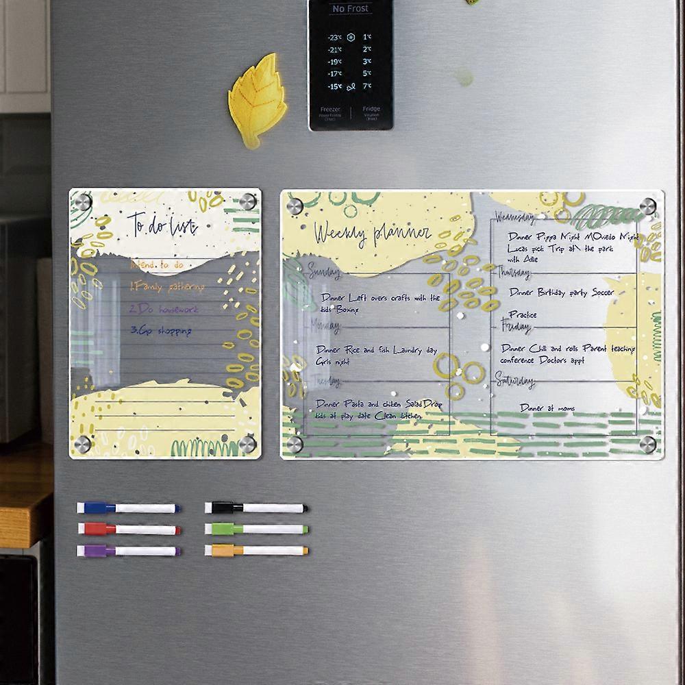 Dww-Mini agenda hebdomadaire transparent effaable en acrylique - jaune, format A3+A4, facile effacer, 6 marqueurs inclus