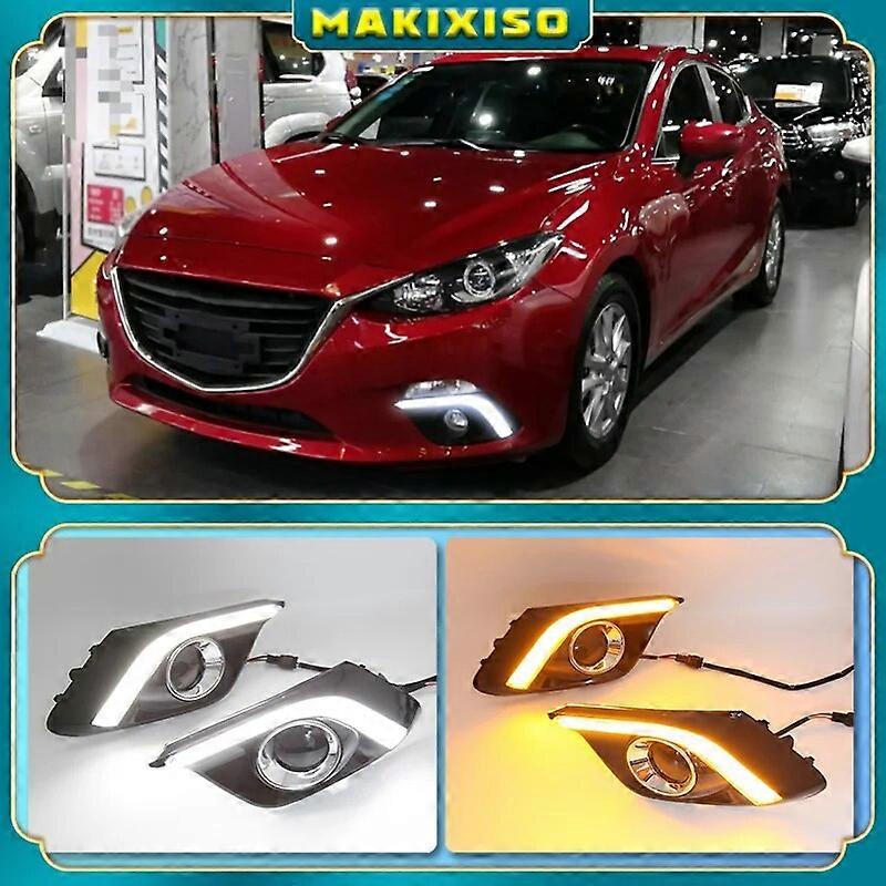 2Pcs DRL For Mazda 3 Mazda3 Axela 2014 2015 2016 LED Daytime Running Lights Daylight Fog lamp with turn signal light