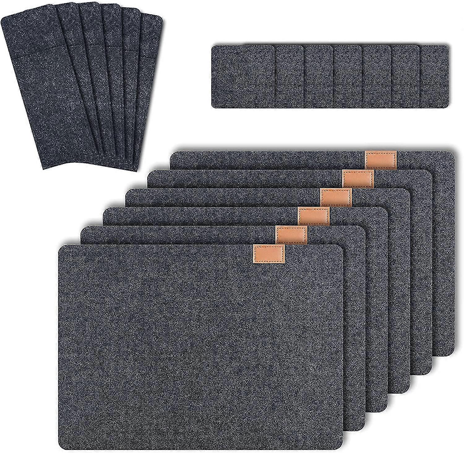 6 ensemble de sets de table lavables en feutre anthracite