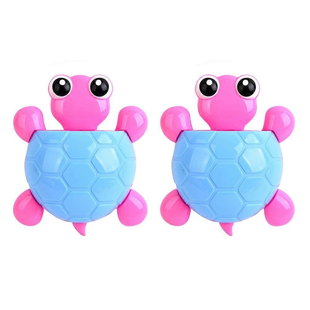 2pcs Turtle Wall Holder Suction Cup Toothbrush Rack Toothpaste Container Hanging Sundries Organizer Blue