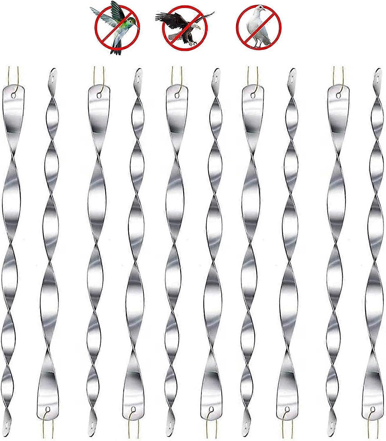 (Silver) 10pcs bird repellent, reflective bird repellent, 30cm 360 degree reflective light spiral for balconies, fruit trees, vegetable gardens.