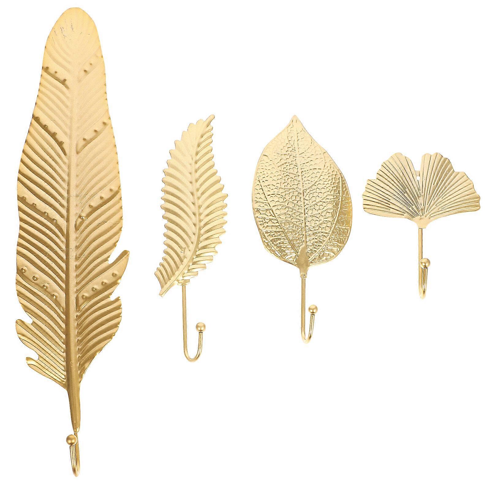 4pcss Multi-use Hooks Wall Hanging Hooks Leaf Shape Hooks Wall Door Entry Hooks