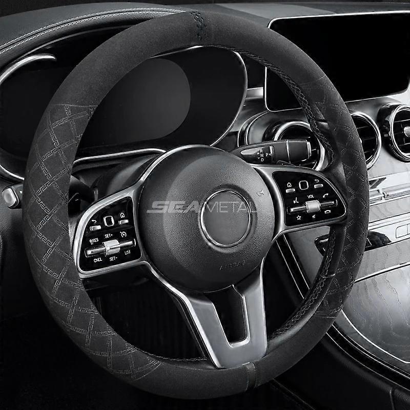 SEAMETAL Suede Car Steering Wheel Cover 38cm Universal Fur Steer Wheel Protector Anti Slip Covers for O Type Car Steering Wheel