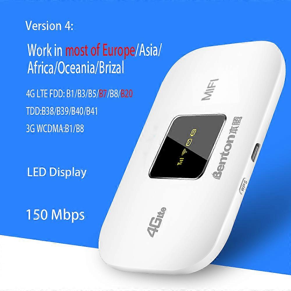 Benton Unlock 4GLte WIfi Router Hotspot Wireless Pocket Mifi Sim Card Plug&Play Mobile 150Mbps High Speed Travel 3000mAh Battery