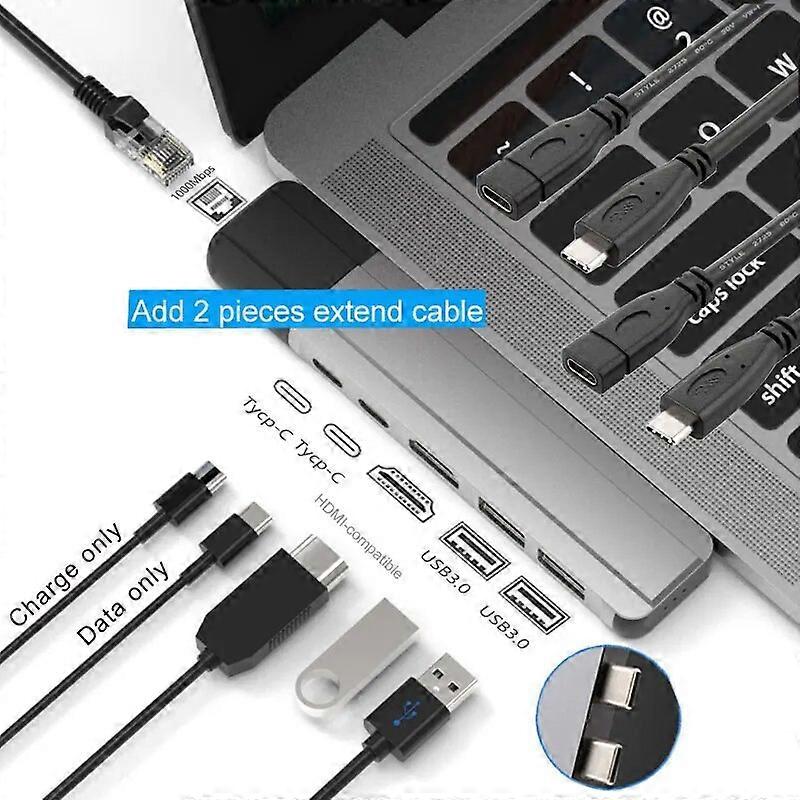 Mosible USB C Hub Thunderbolt 3 Dock mit HDMI-kompatiblem RJ45 1000M Adapter TF SD Reader PD 3.0 für MacBook Pro/Air M2 Typ-c