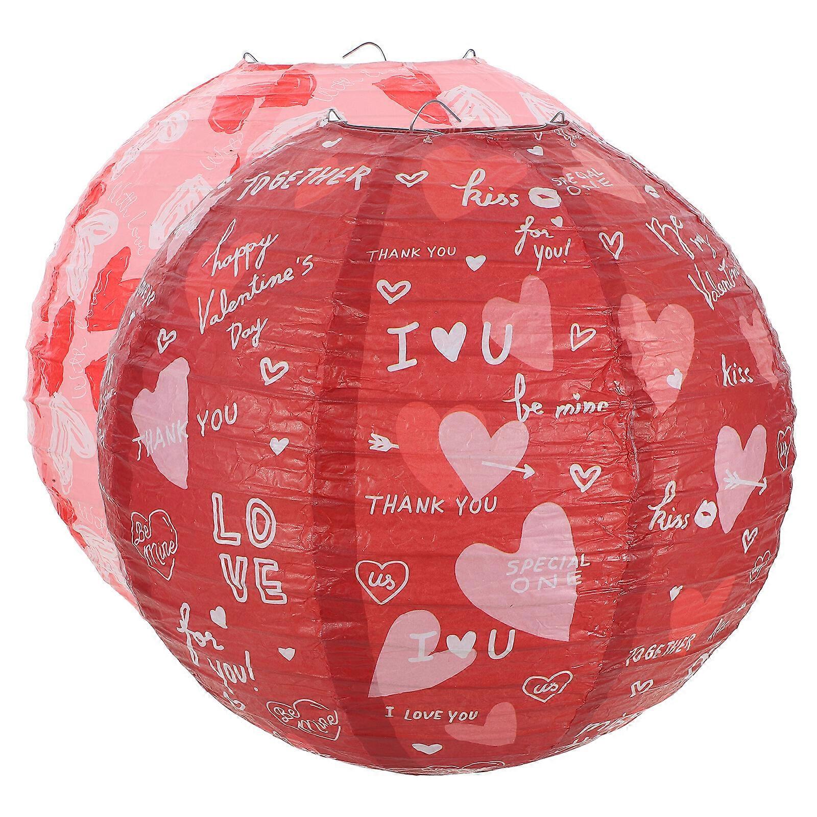 2 pcs Valentine's Day Lantern Heart Lantern Decorative Lantern Hanging Lantern for Party