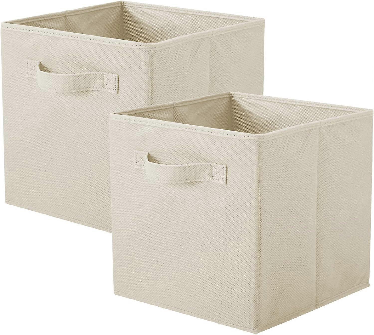 Scatola portaoggetti, 2 cubi portaoggetti pieghevoli Scatola portaoggetti in tessuto a forma di cubo beige