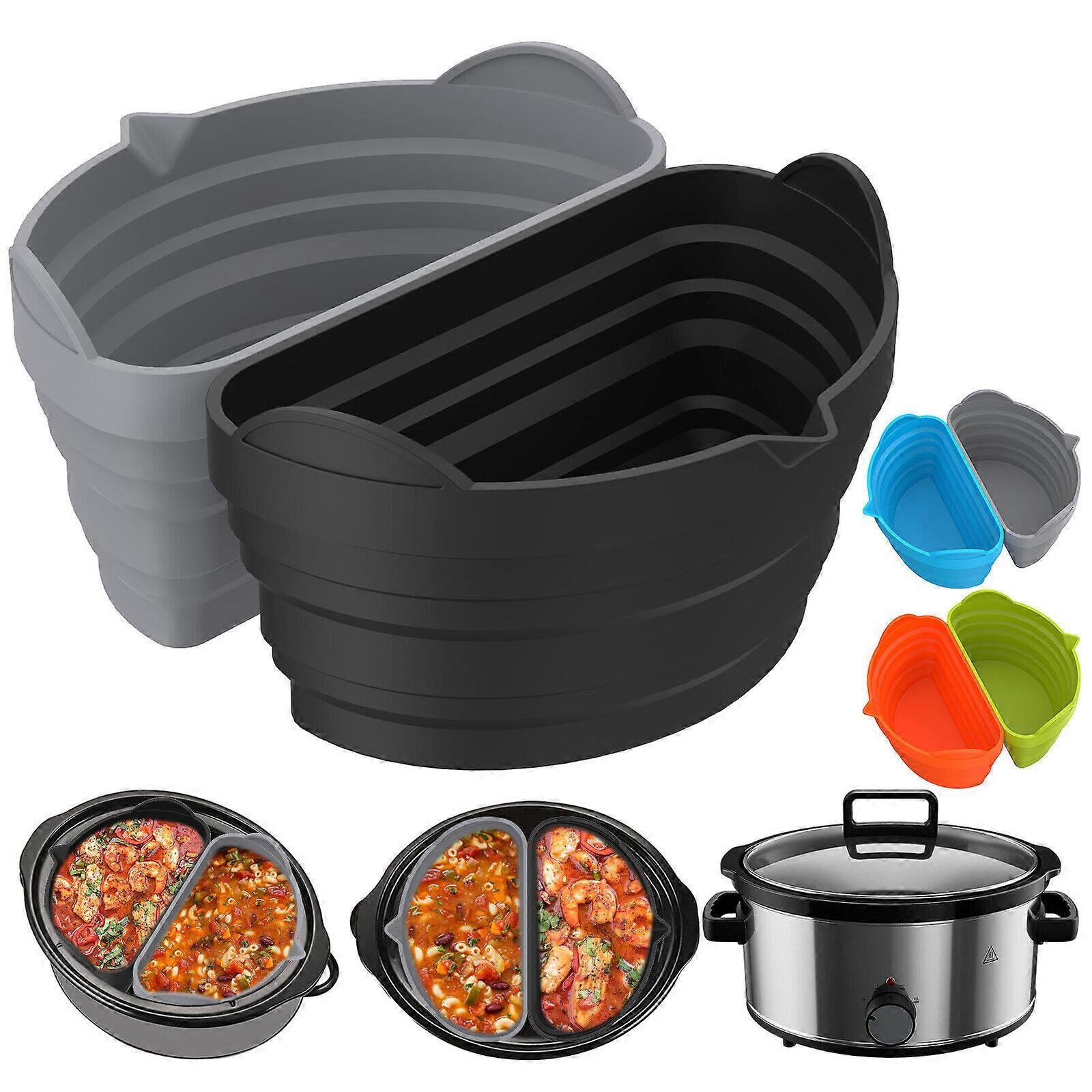 2023 New Reusable Silicone Slow Cooker Divider Liner fit 6 QT Crockpot, Leakproof Divider