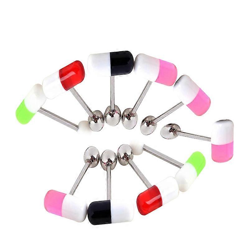 10Db Unisex akril tabletta nyelv súlyzó mellbimbó gyűrű csap test piercing ékszerek