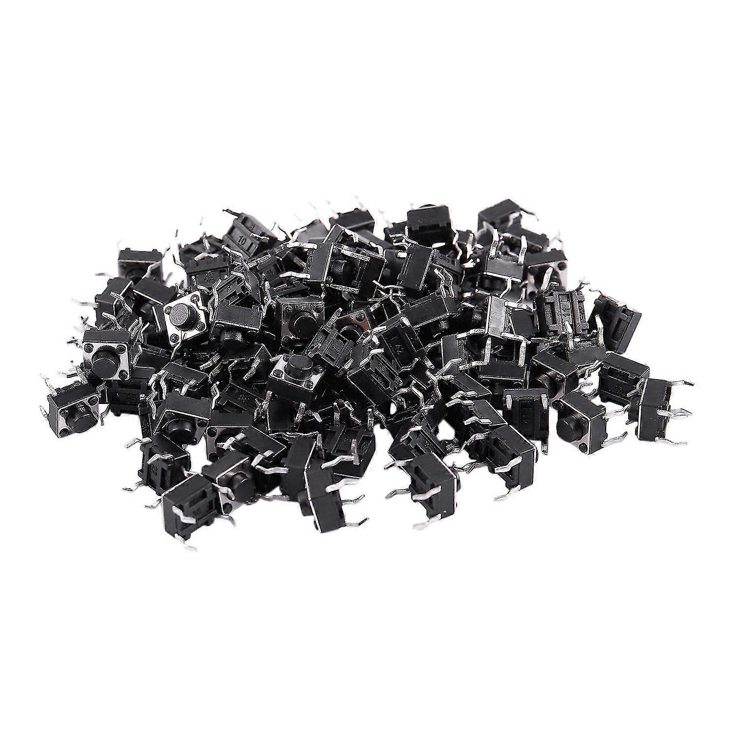 100pcs Dip Through Hole Spst Momentary Tactile Tact Switch 6 X 6 X 5mm