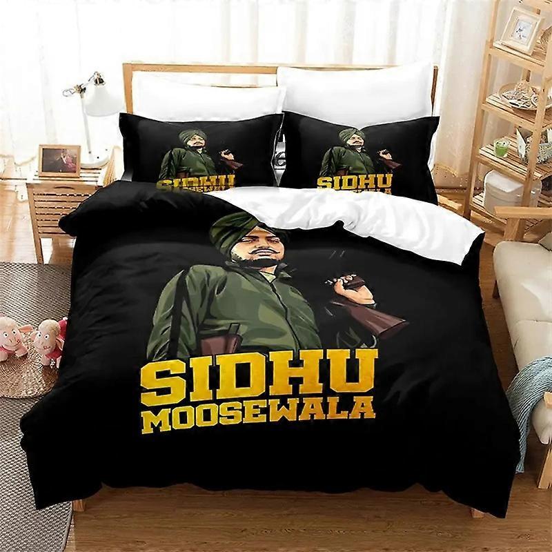 a548 Lakanat ed Sidhu Moosewala RIP vuodevaatteet Hienot vuodetarvikesetti pussilakana, sängynlohduttajasetti ylellinen syntymäpäivälahja3-osainen vuodevaatteet (