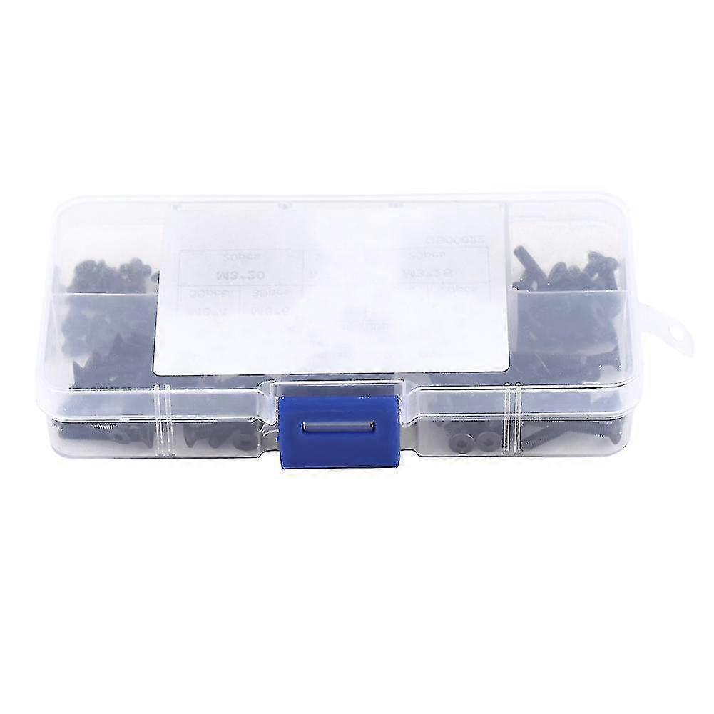 M3 Countersunk Flat Head Hex Socket Screw Bolt Machine Fastener Assortment Set (200Pcs/Box)