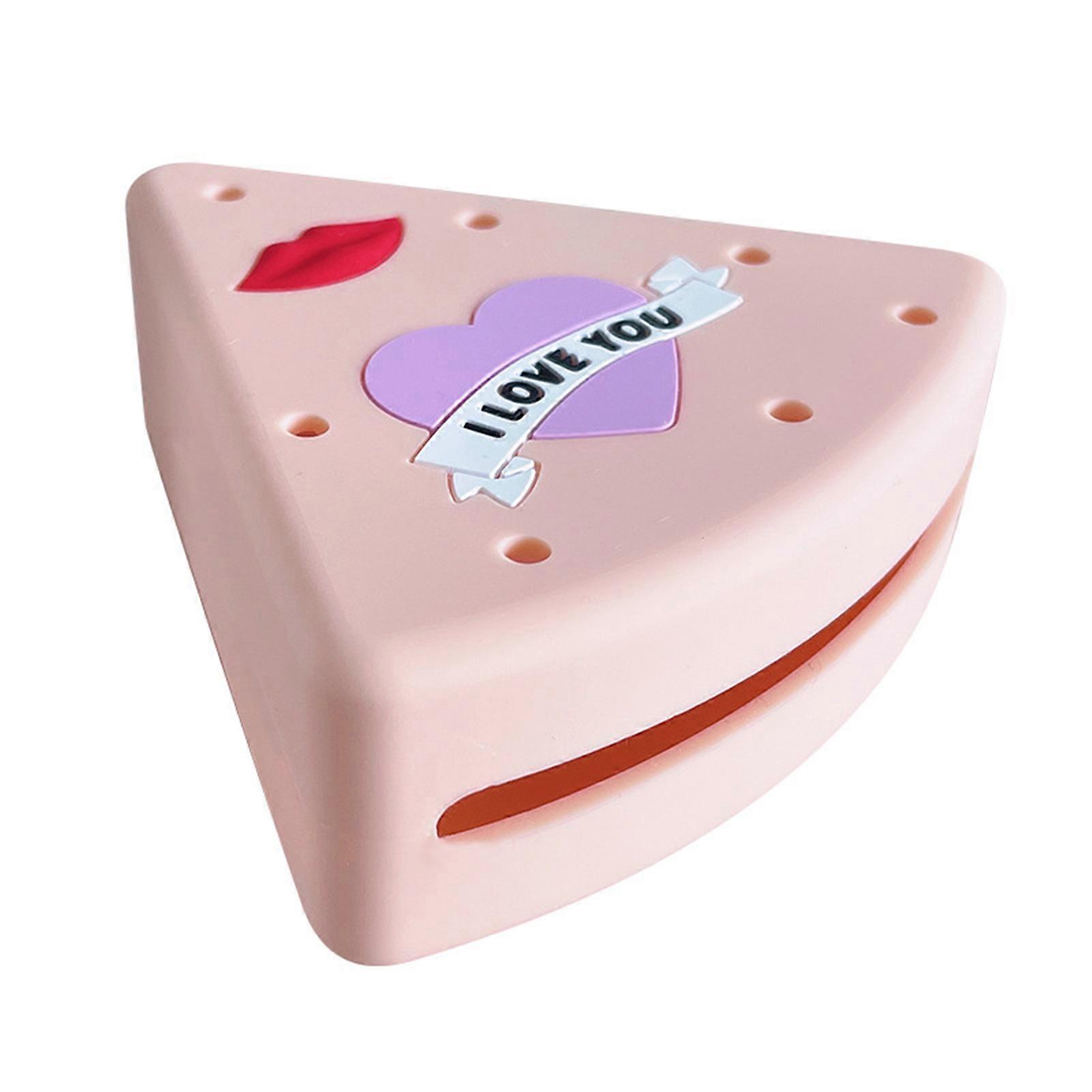 Powder Puff Case Container Holder with Holes Triangle Shape Heart Mouth Pattern Breathable Hollowed Silicone Beauty Makeup Sponge Holder for Women
