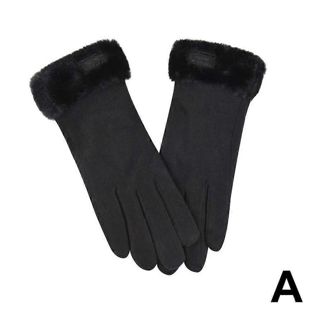 Gants en velours pour femmes, mitaines chaudes et mignonnes en fourrure, mitaines à doigts complets, automne et hiver