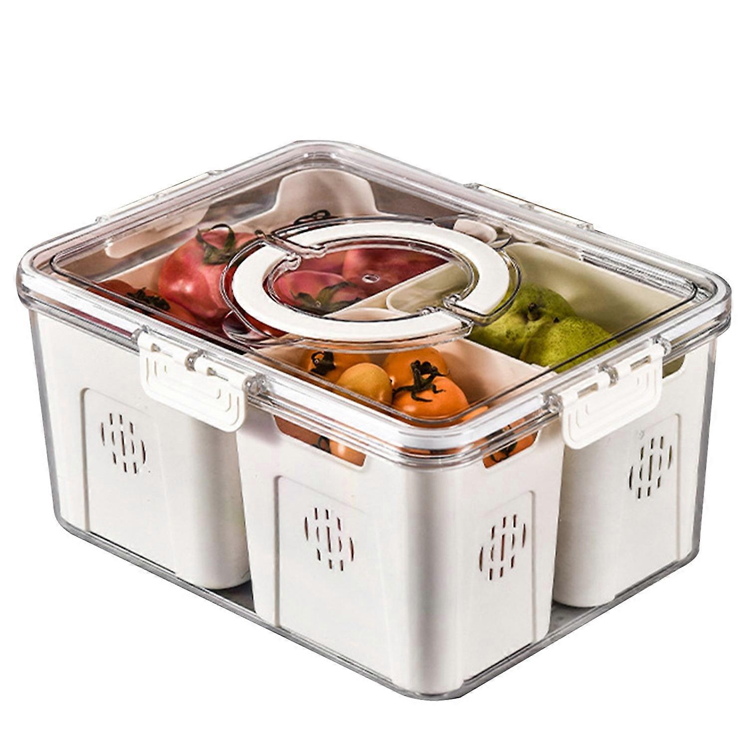 Kitchen Double-layer Crisper Box Drain Basket Bowl Washing Storage Box Lock Design Fruit Drainer