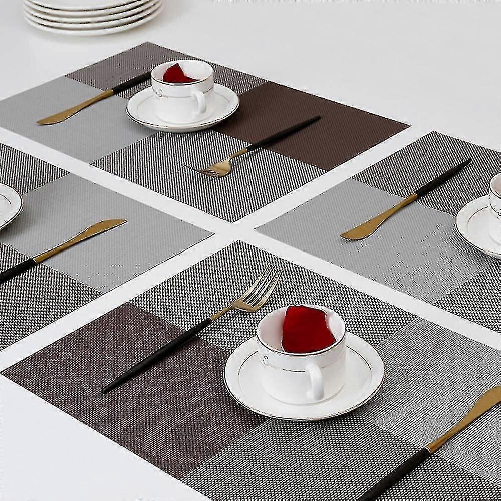 Sets de table pour table à manger, sets de table résistants à la chaleur antidérapants lavables et faciles à couper ensemble de 4 (café)