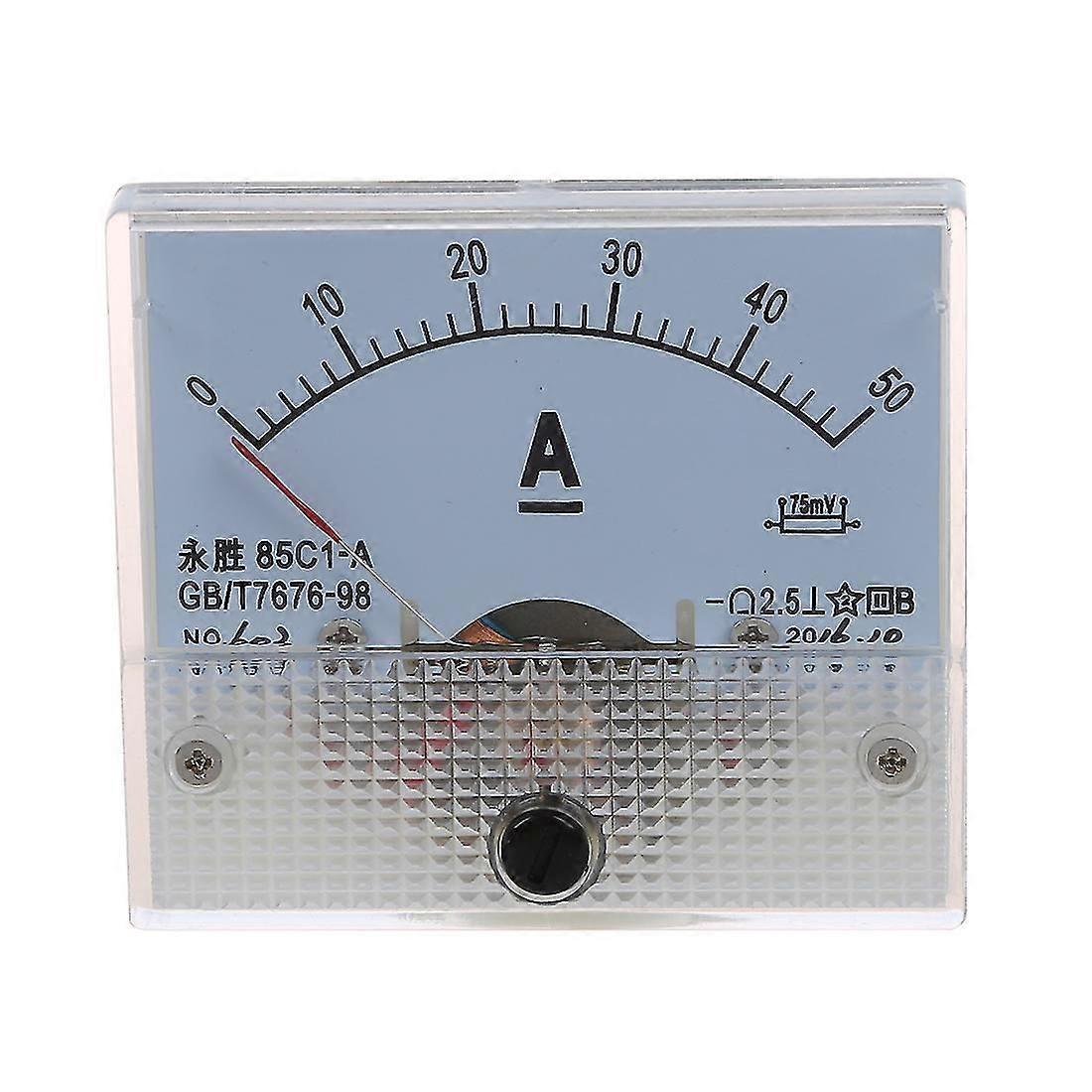 85C1 DC 0-50A Rectangle Analog Panel Ammeter Gauge Boris