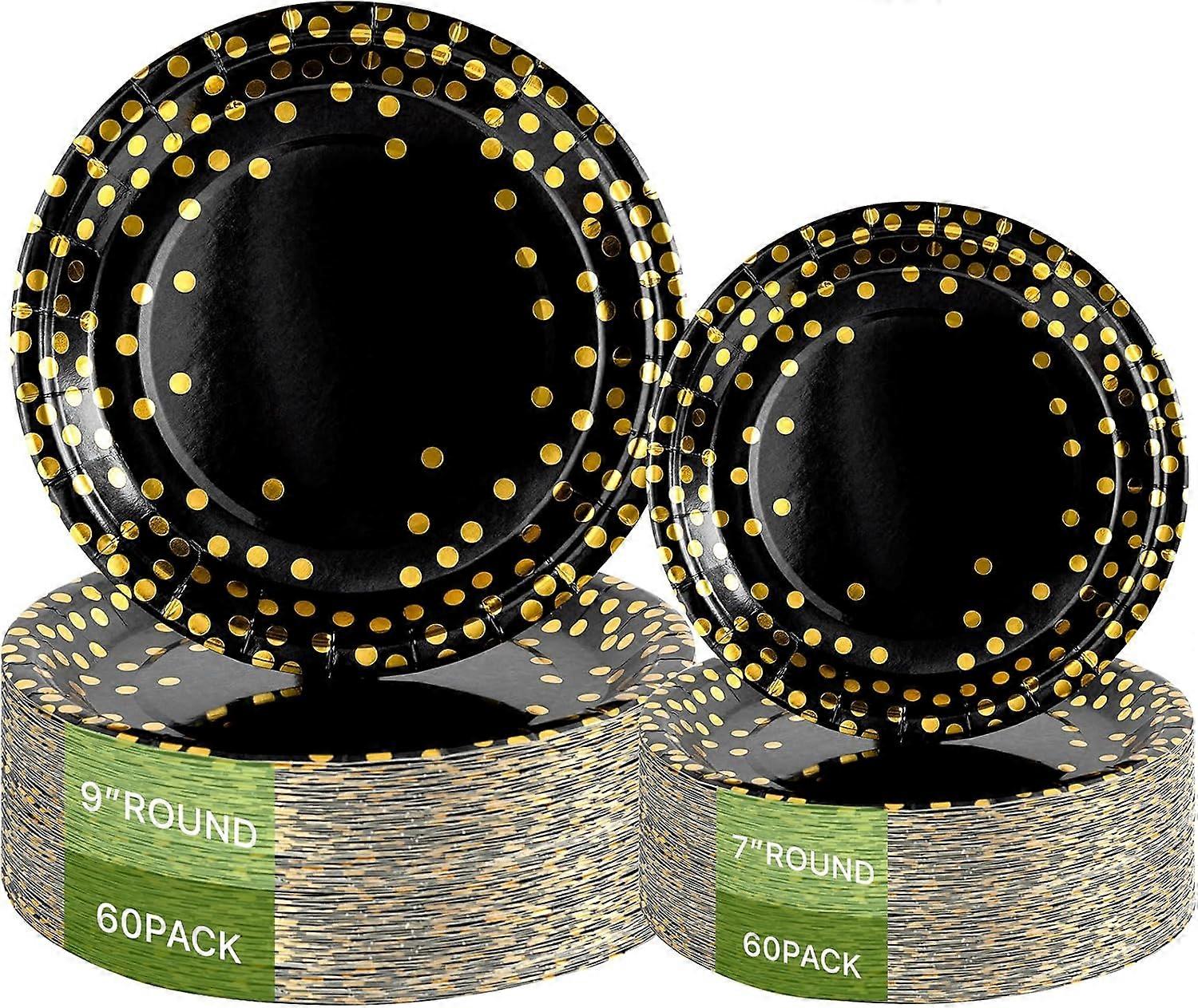 120 PCS Elegant Disposable Paper Plates Set for Birthday Parties, Durable, Biodegradable, 9-Inch Round Design