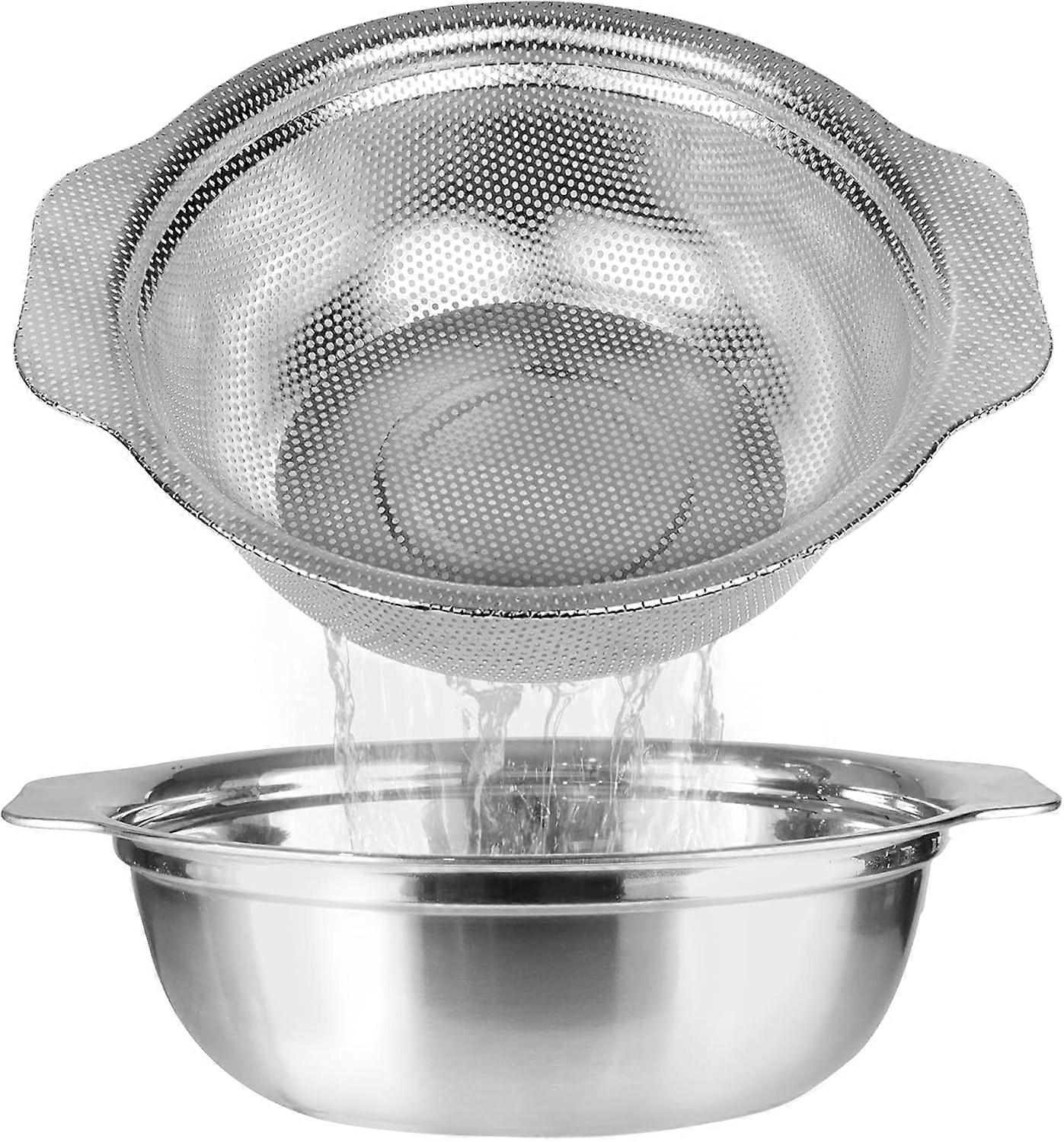 Stainless Steel Colander 3QT for Washing Rice and Pasta, Durable Kitchen Strainer with Ergonomic Handle and Non-Slip Base