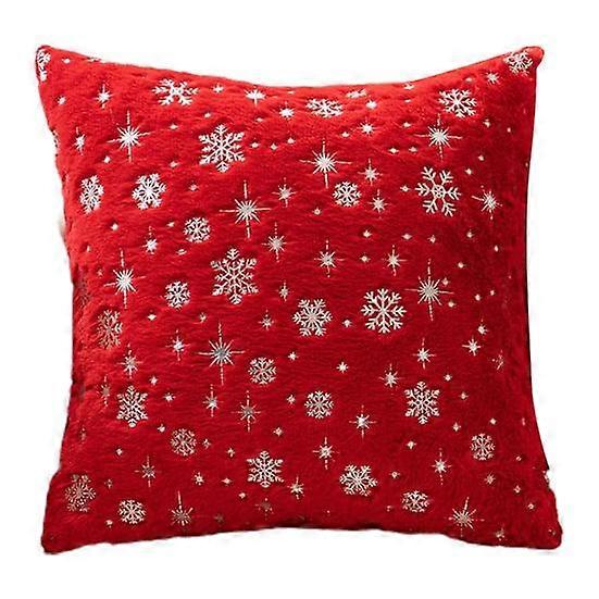 Throw Pillowcase Christmas Snowflake Printed Hidden Zipper Design Dust-proof Soft Touch Plush Cushion Cover