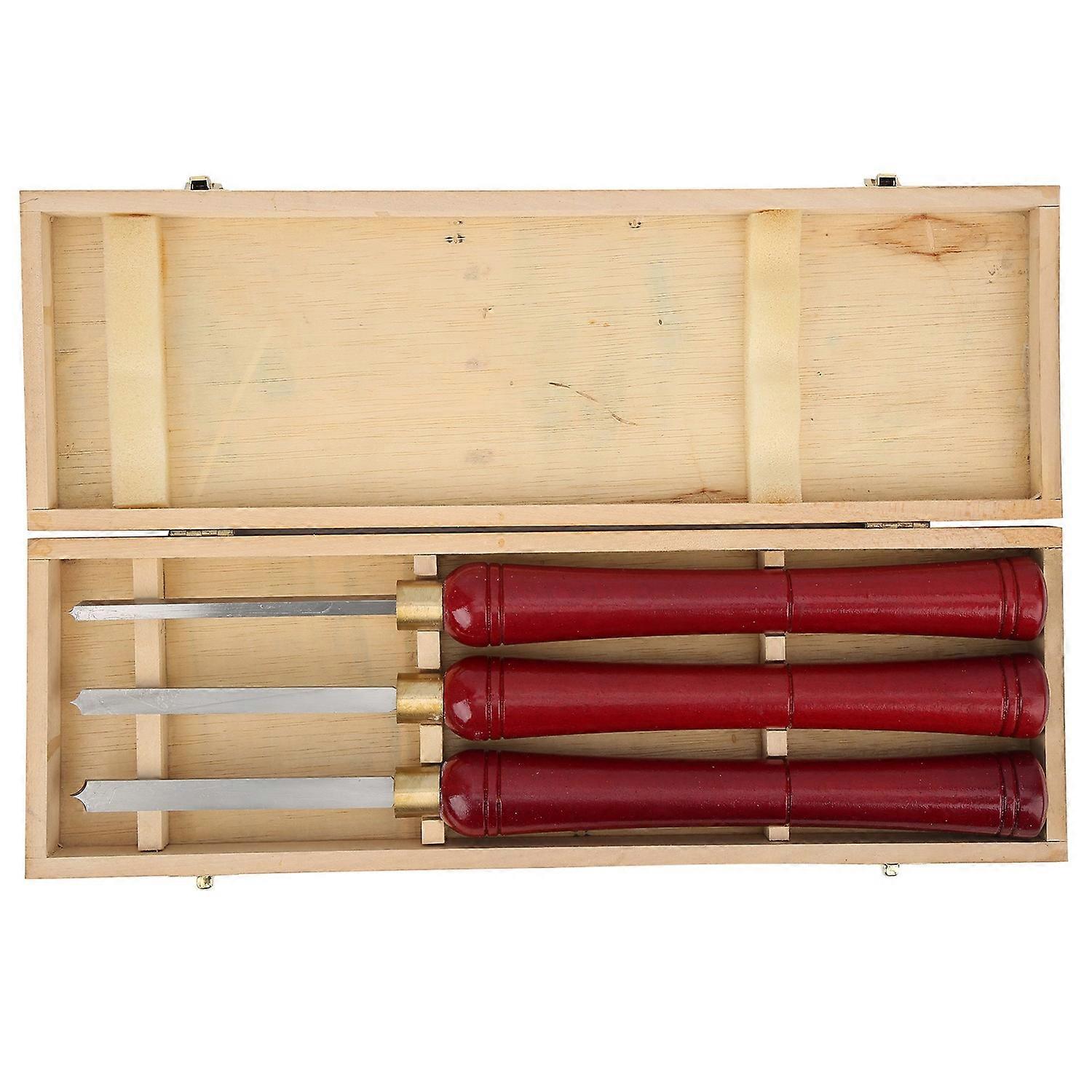 3Pcs Wood Lathe Tool Set HighSpeed Steel Woodworking Turning Cutter with Storage Box