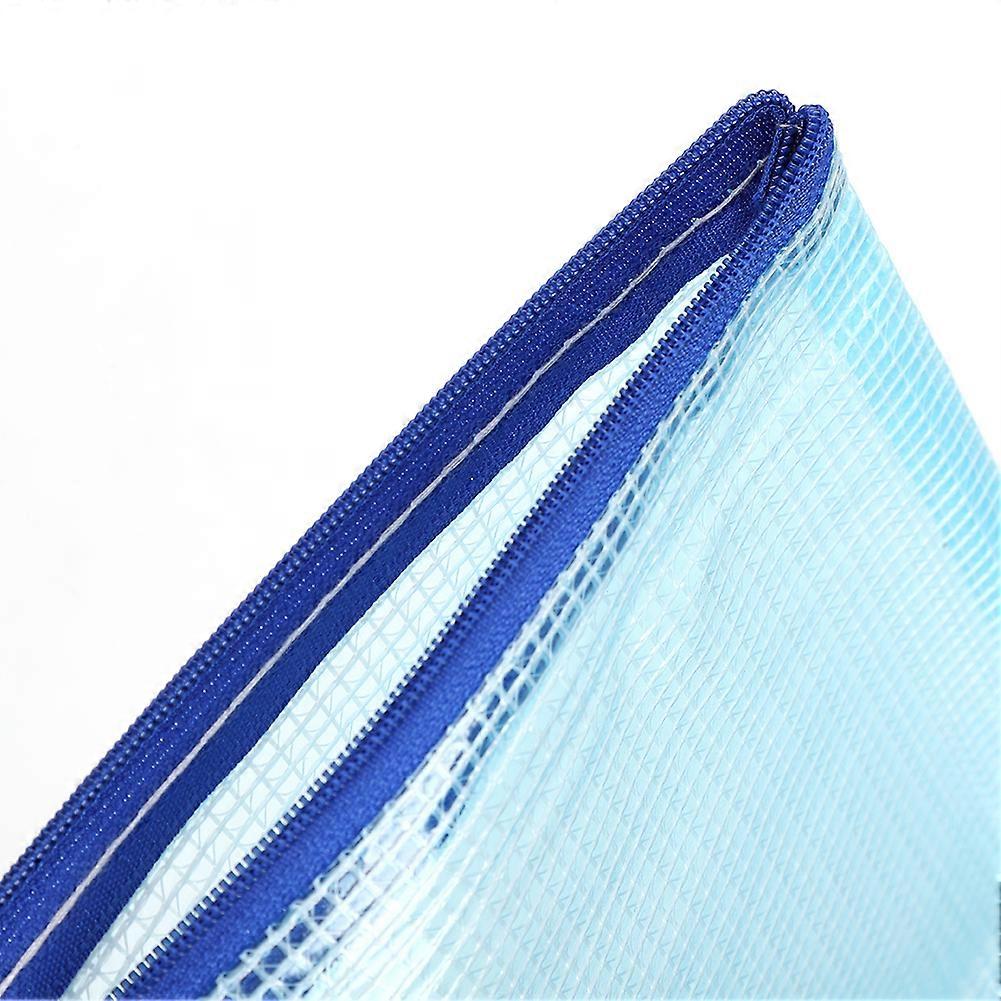 10pcs Mesh Zipper Bag A4 File Folder PVC Transparent Information Pack Document OrganizerLight Blue 