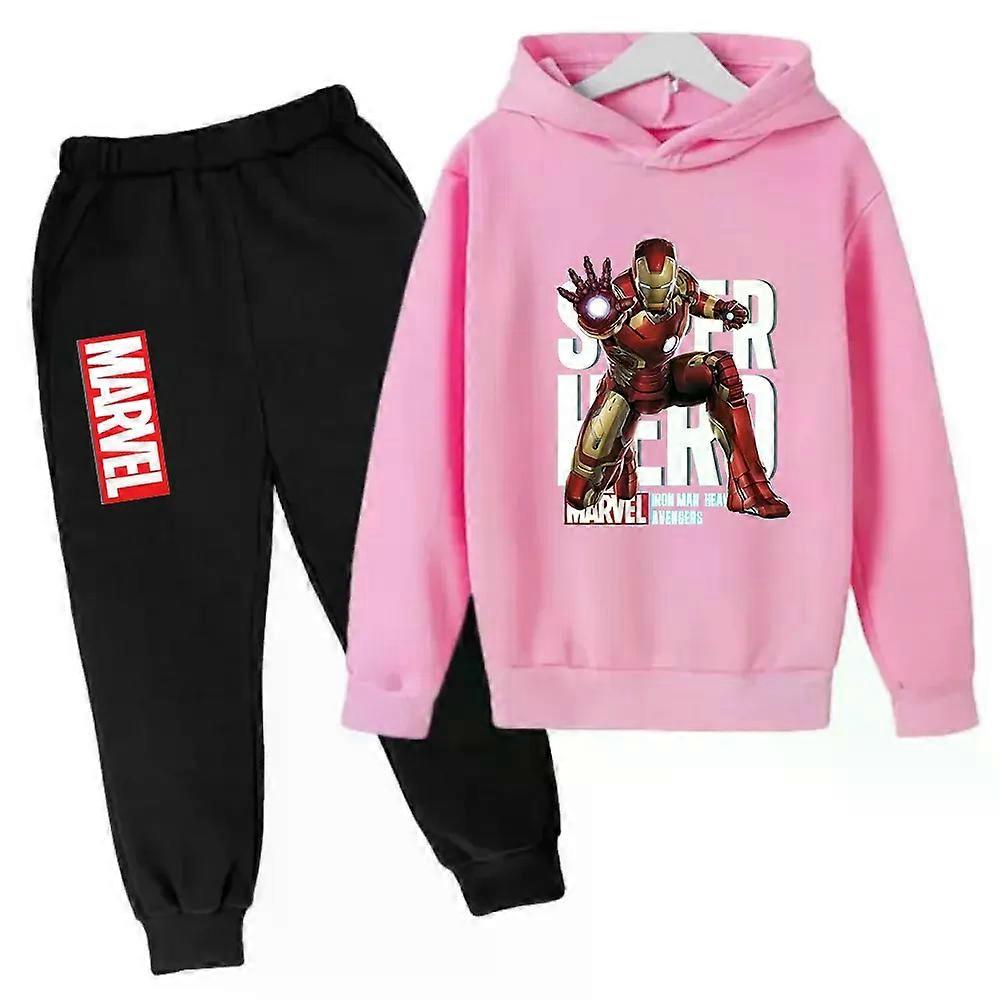 Marvel Iron Man Kids Hoodies 2pcs Set Boy Girl Spring Autumn Sweatshirt Clothes Superhero Tracksuits Children Hooded Pants Suit