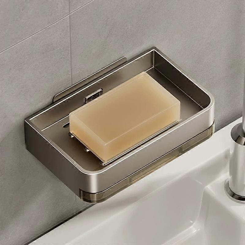Aluminum Alloy Soap Holder Without Drilling Bathroom Soap Dish With Drain Water Wall Soap Dish Organizer Bathroom Accessories