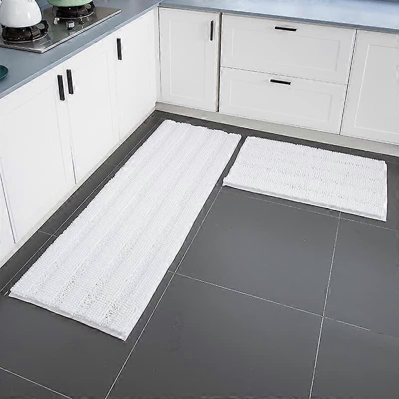 2 Piece Thick Soft Chenille Bath Mats for Bathroom Sets and Shower