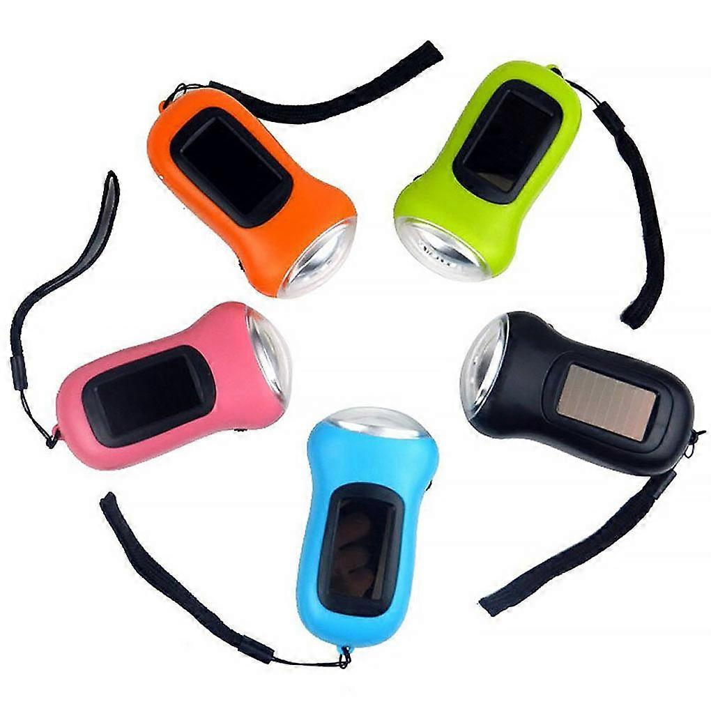 Solar Panel Flashlight Survival Self Rechargeable Lamp Portable Home Security Travel Lamp for Fishing Camping Tent Random Color