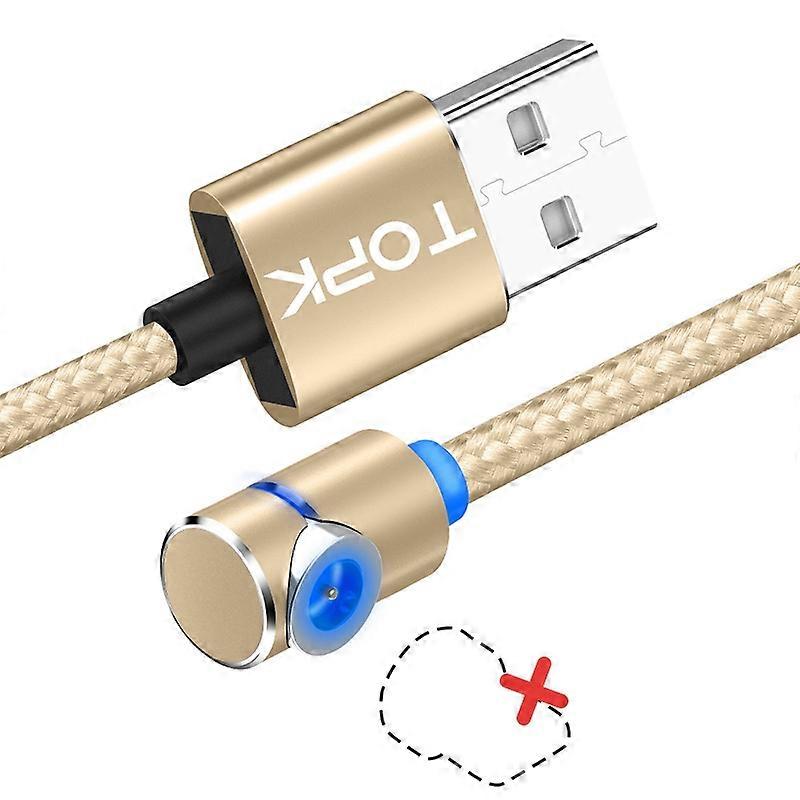 TOPK AM30 1m 2.4A Max USB to 90 Degree Elbow Magnetic Charging Cable with LED Indicator, No Plug