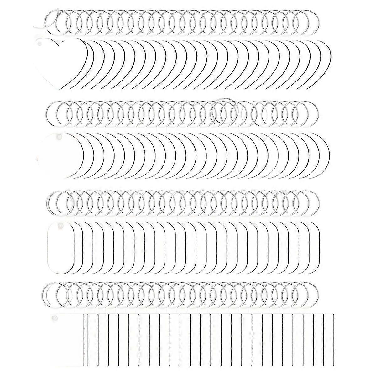 300 Pcs Sublimation Keychain Blanks Bulk Double Side Heat Transfer Sublimation MDF Blank Set with K