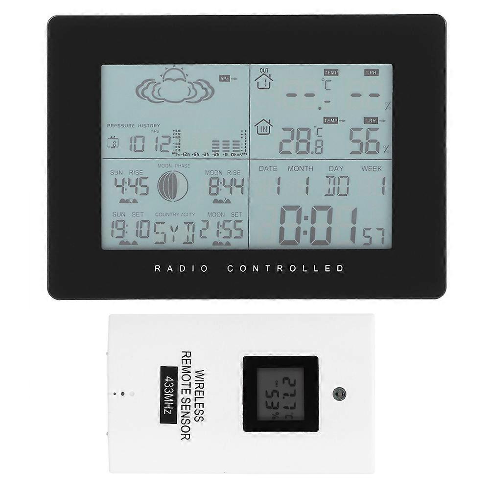 Wireless Digital Clock with Temperature and Humidity Sensor, Remote Weather Receiver, Battery Operated Display