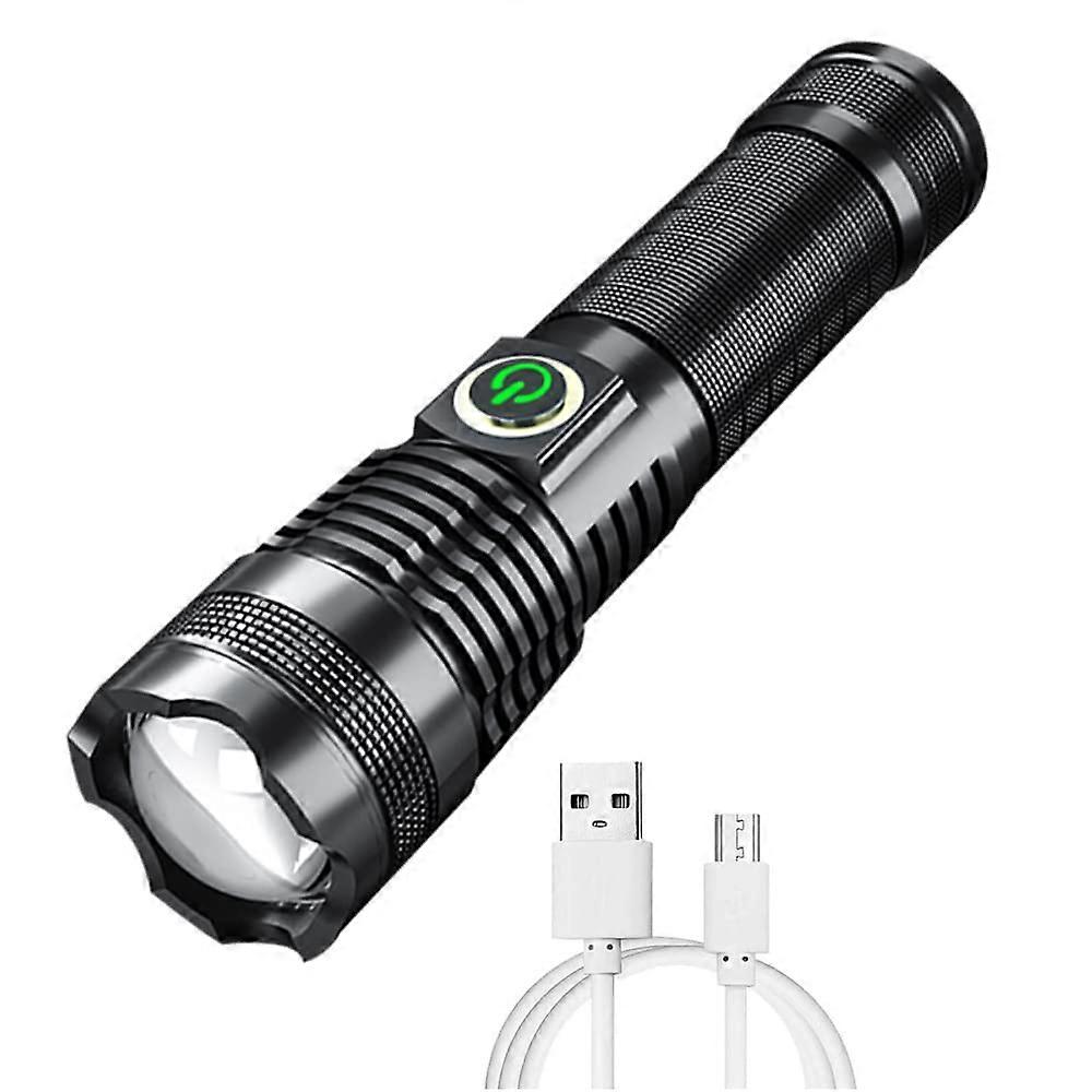 High Lumens XHP70 LED Rechargeable Flashlight with Zoom Function for Hiking, Fishing, and Hunting Activities