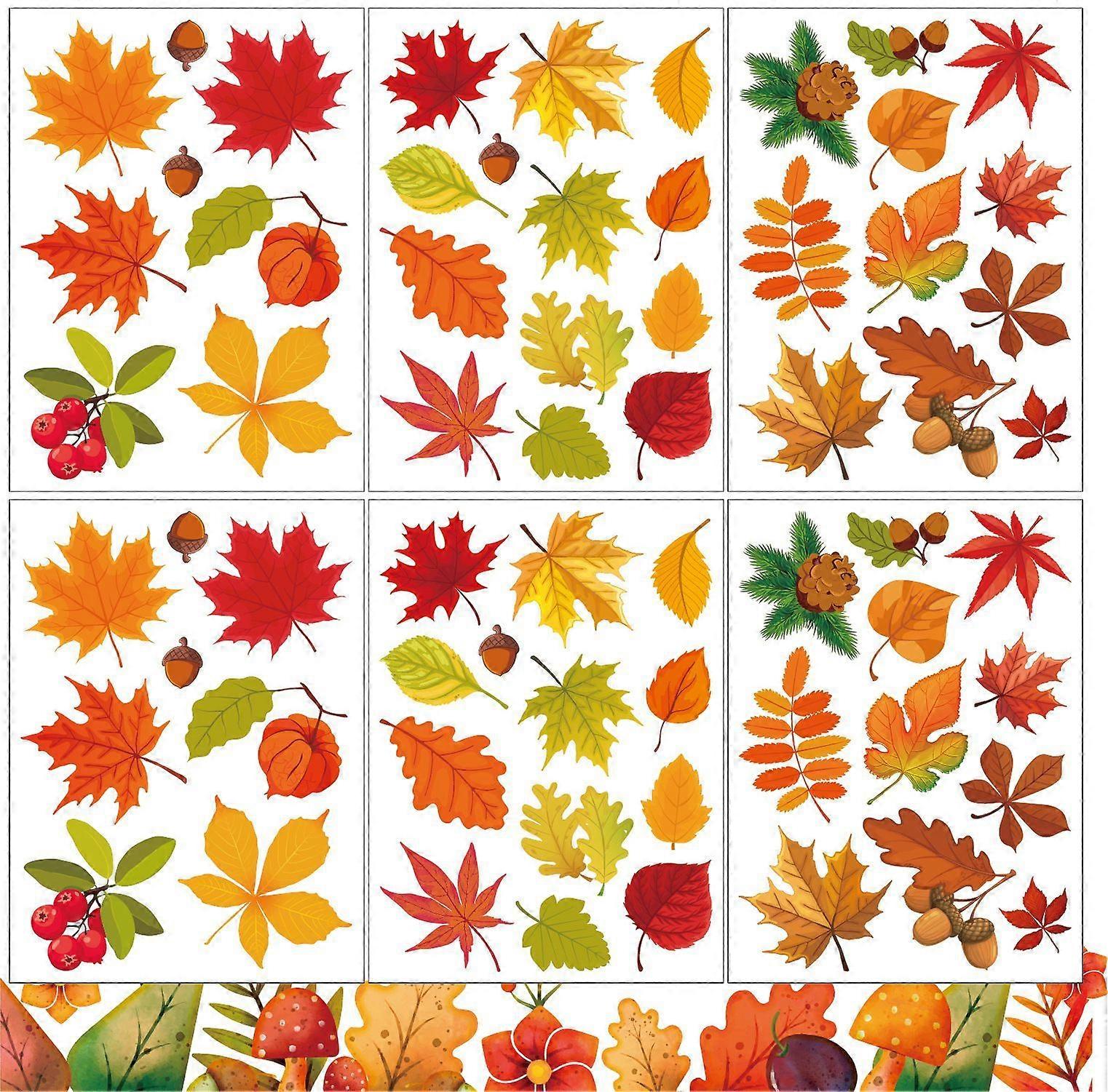 64 PCS秋の窓のしがみつき、ガラスの秋の窓のステッカーの秋の窓のステッカー感謝祭のしがみつく窓の秋の窓の秋のしがみつく