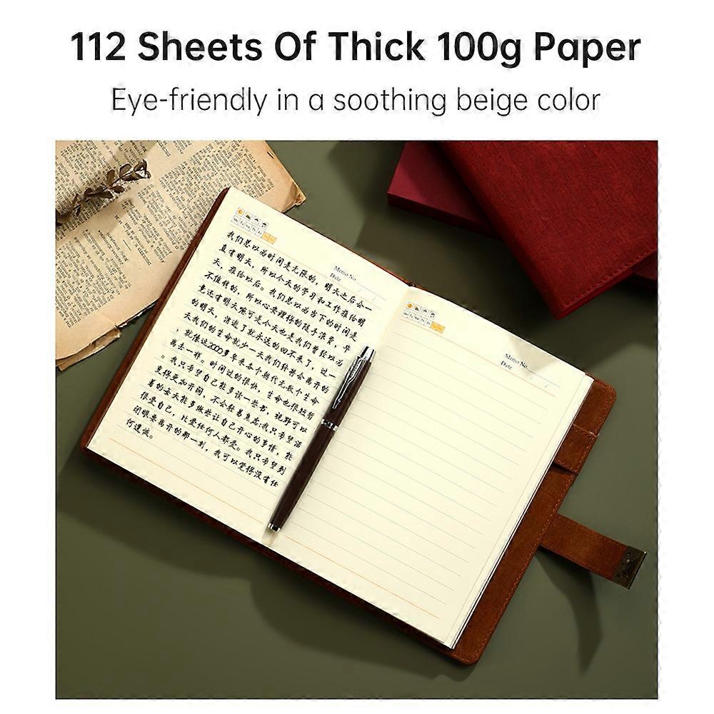 Vintage A5 Notebook PU Covered Diary with 3-digit Lock Notepad Retro Softcover with Pen & Gift Box W