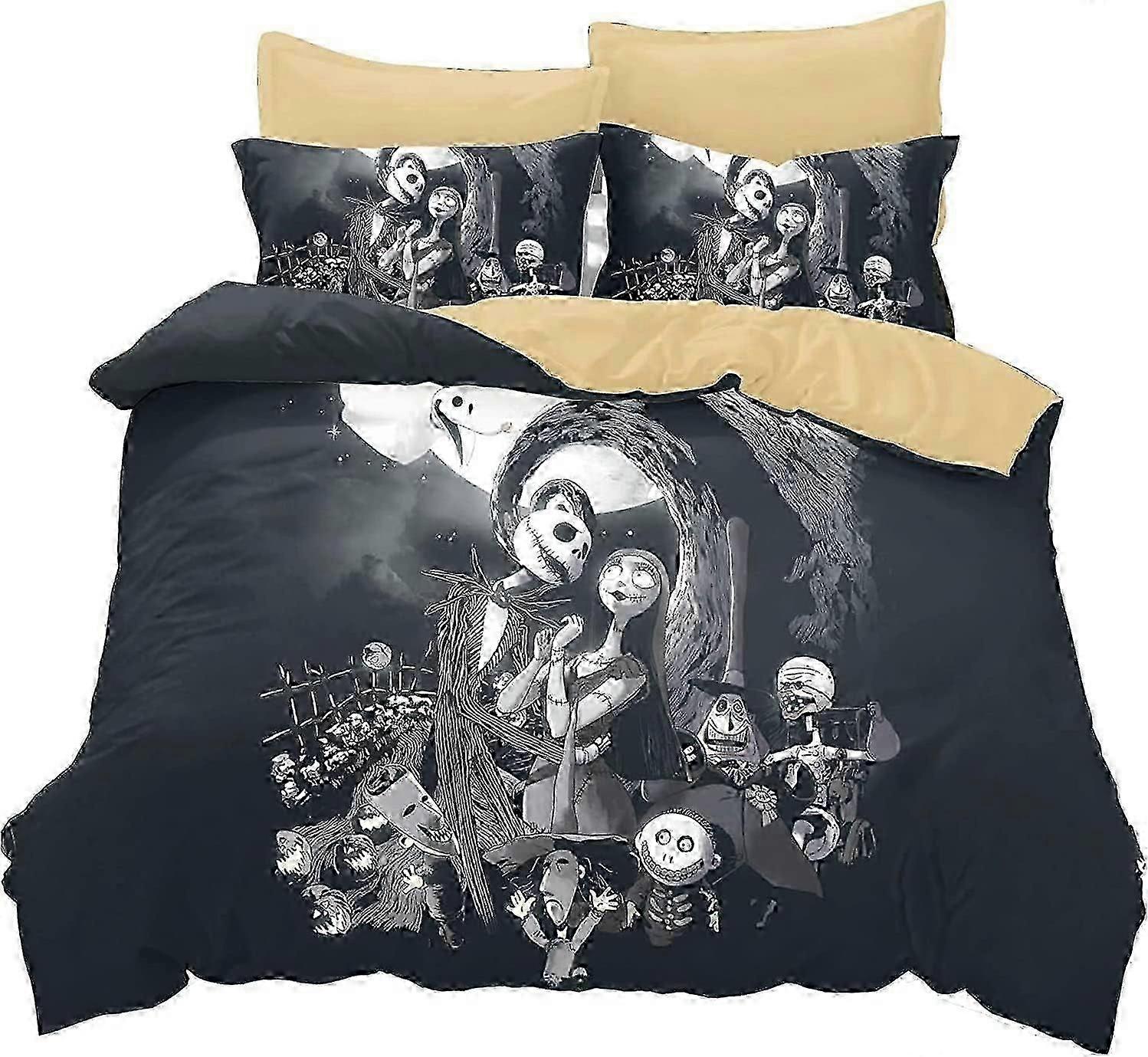 n844 Lençóis Nightmare Before Christmas Capa de Edredom Se, Jk e Sally Valentine, % Microfibe Conjunto de Cama com Travesseiro ams (1 Capa de Edredom e 2 Pillo