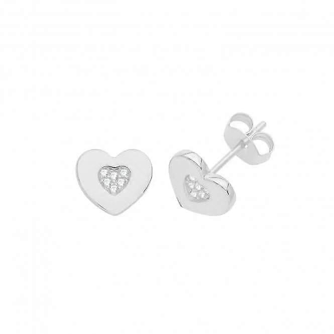 Acotis Silver Studs Set Rhodium Zirconia Heart G51260