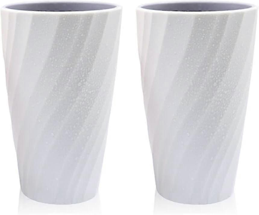 Set of 2 Unbreakable Soft Durable Bathroom Toothbrush Cups (Off White)