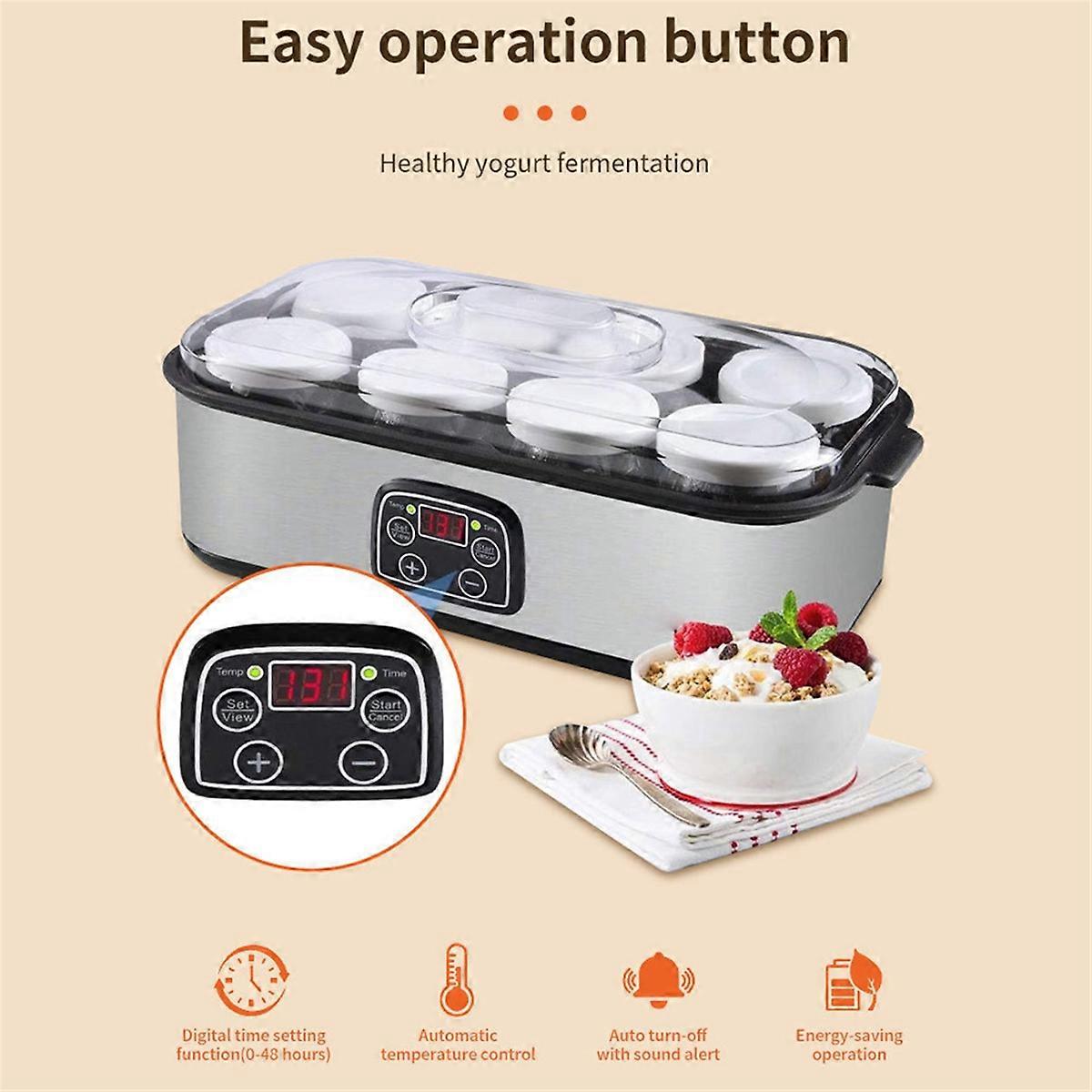 Automatic Yogurt Maker with 8 Glass Jars EU Plug