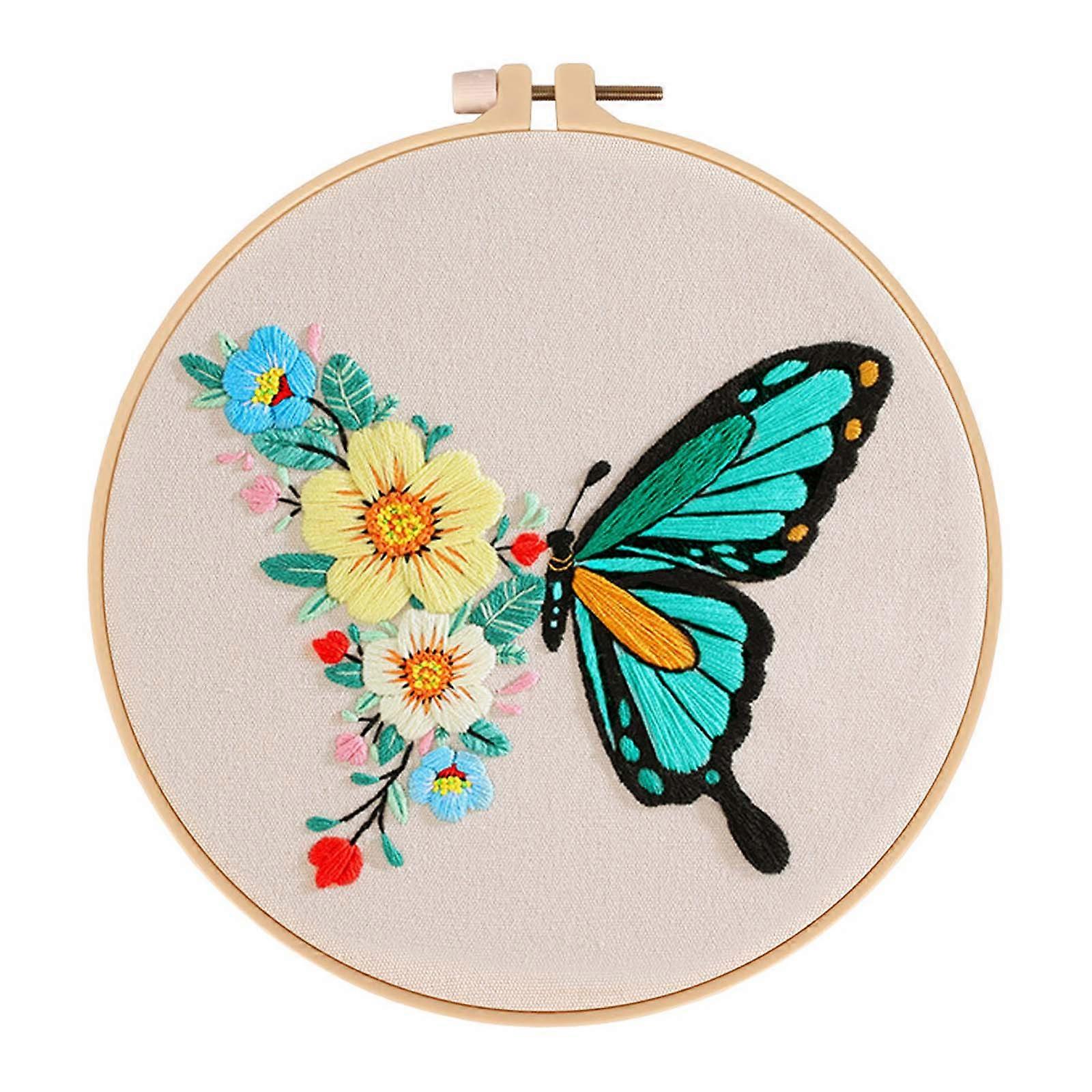 Embroidery Stitch Practice Embroidery Kits for Beginners with Flower Pattern, Embroidery Starter Kits with Instruction