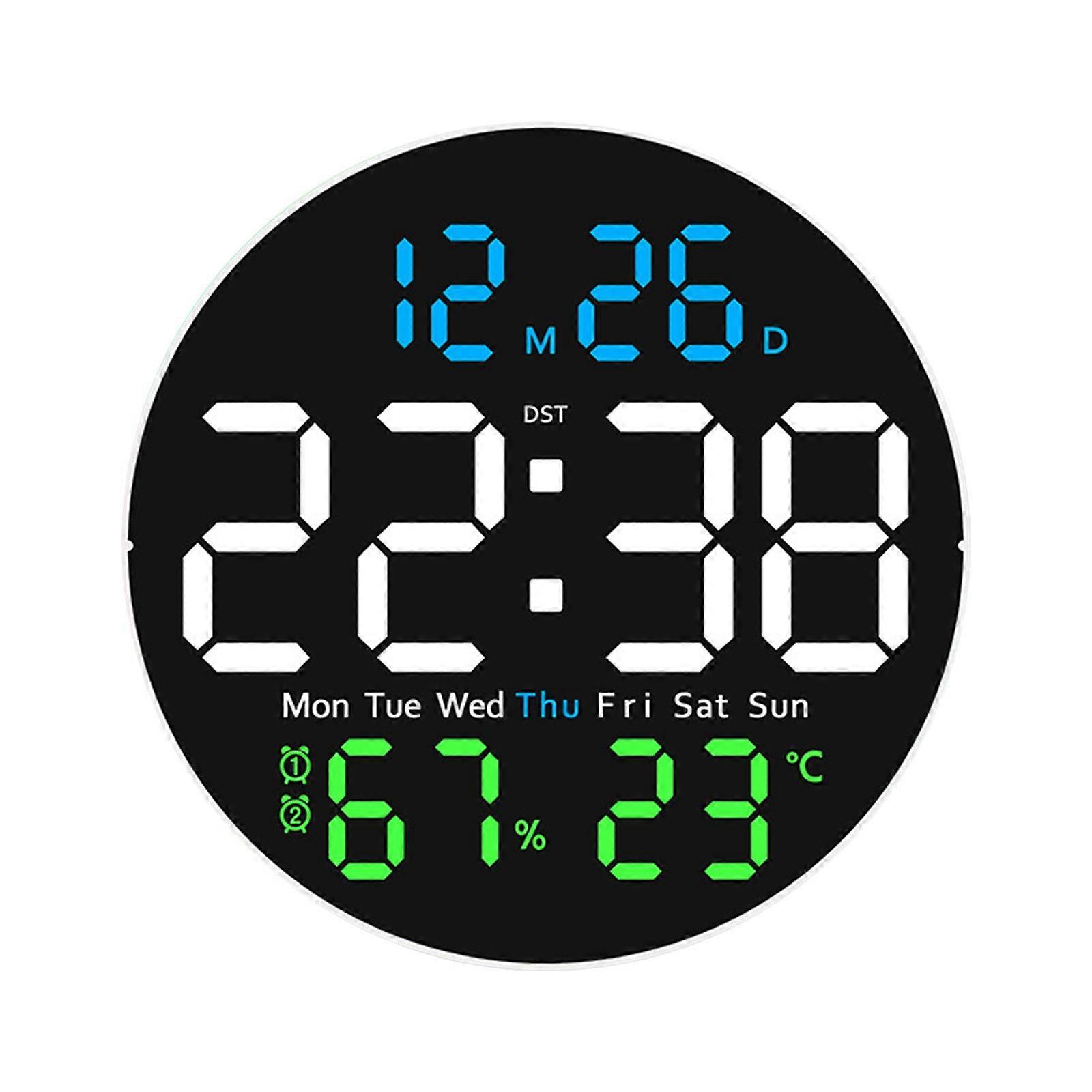 Orologio da parete digitale con luce notturna Display a LED 12/24H Dst Data Settimana Sveglia