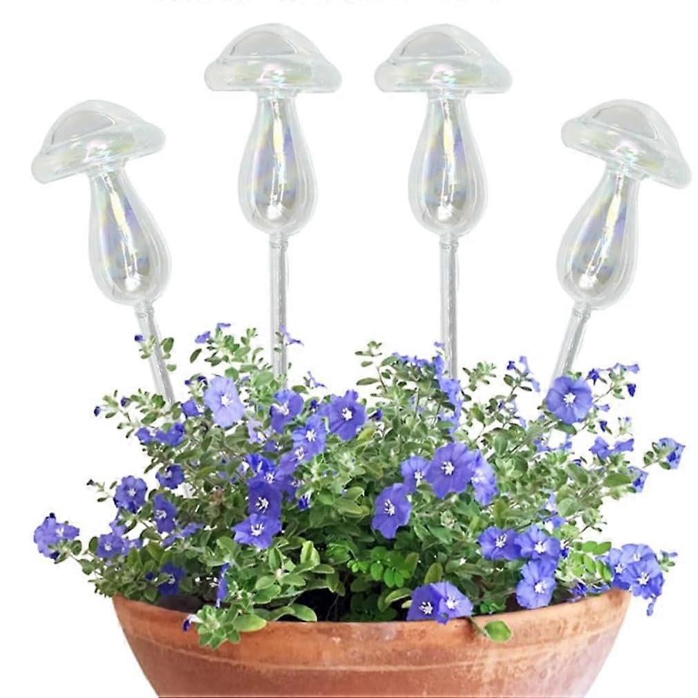 Iridescent Mushroom Shaped Glass Globes 4 Pack for Indoor Decor Extra Long 9 Inch Size
