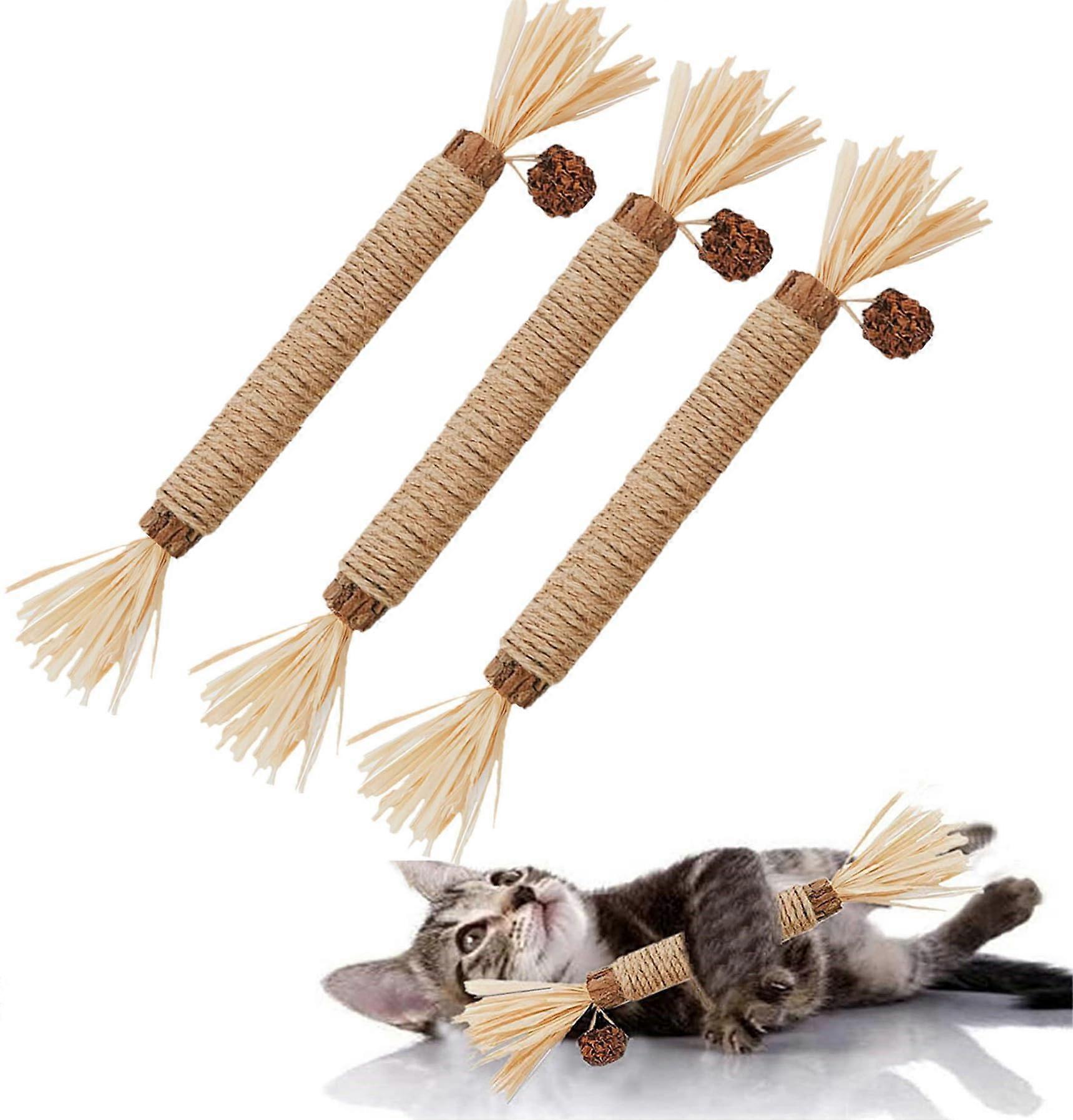 Cat Toys Silvervine Chew Stick 3 Pack Natural Catnip Dental Snack for Kittens Rabbits Hamsters Chinchillas Interactive Play
