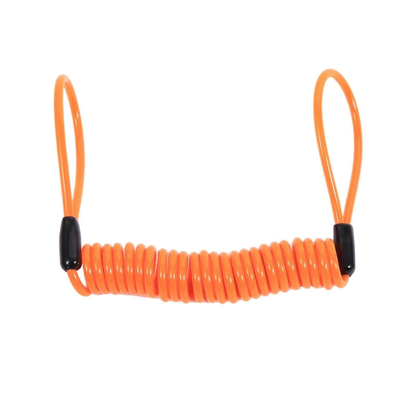 Motorcycle Bike Alarm Disc Lock Antitheft Security Spring Reminder Coil Cable Orange