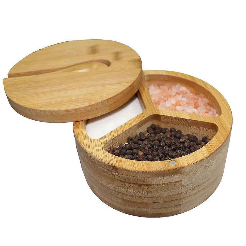Salt and Pepper Box for Kitchen Countertop Storage, Wooden Spice Container with Lids, Rustic Design, Compact Size